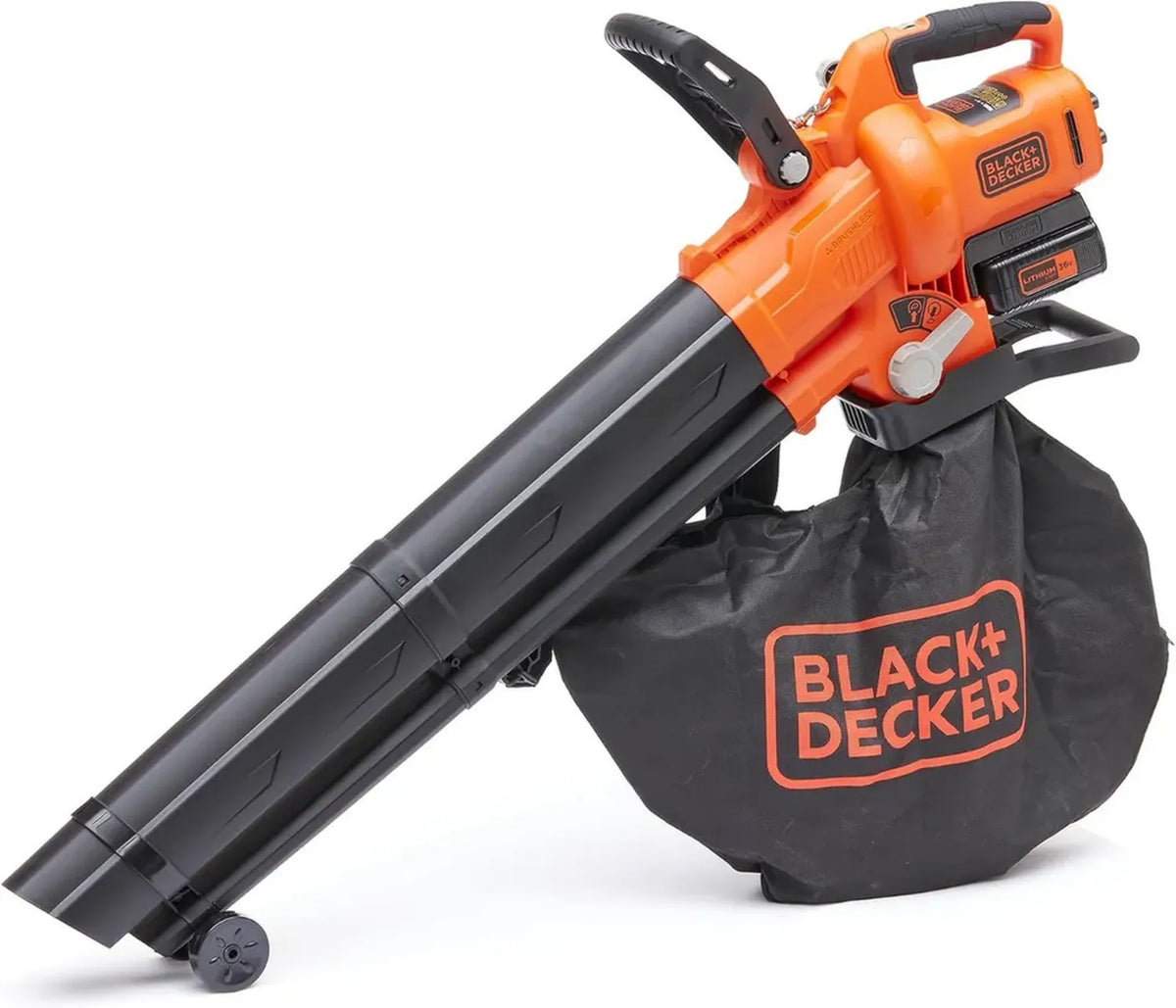 Soffiatore Aspiratore Batteria BLACK+DECKER 36V con Trituratore e Sacco 45L
