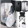 Tenda Sauna Portatile con Generatore di Vapore 1200W, Timer e 9 Livelli di Temperatura, Inclusa Sedia e Telecomando 180cm