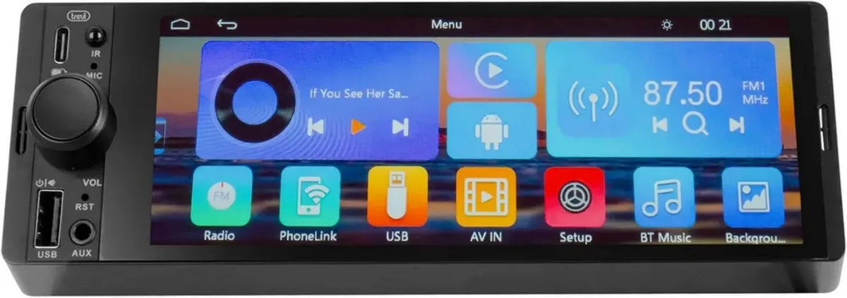 Autoradio Trevi 2 DIN con Schermo Touch 6.6, DAB, Android Auto e CarPlay, USB-C, AUX, Mirror Link
