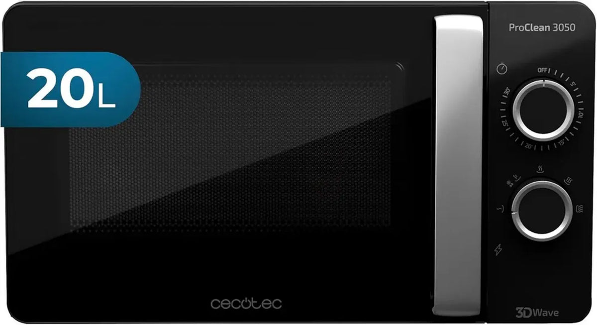 Forno a Microonde Cecotec ProClean 3050, 20 L, 700 W, 6 Livelli, Scongelamento, Timer 30 Min, Nero/Argento