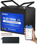 Batteria LiFePO4 12V 100Ah con Caricabatteria 10A e BMS 100A, Cicli Fino a 15000, Ideale per Camper e Impianti Solari