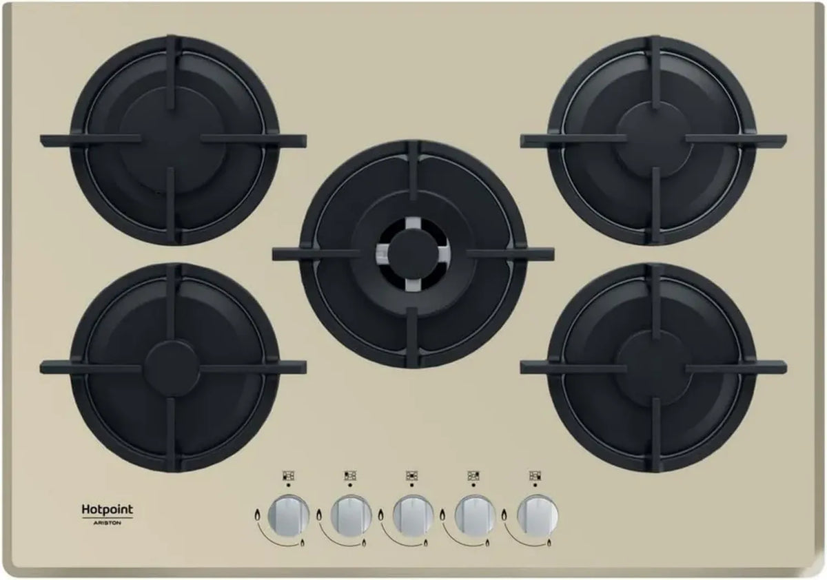 Hotpoint Piano Cottura a Gas 73 cm Champagne, 5 Fuochi