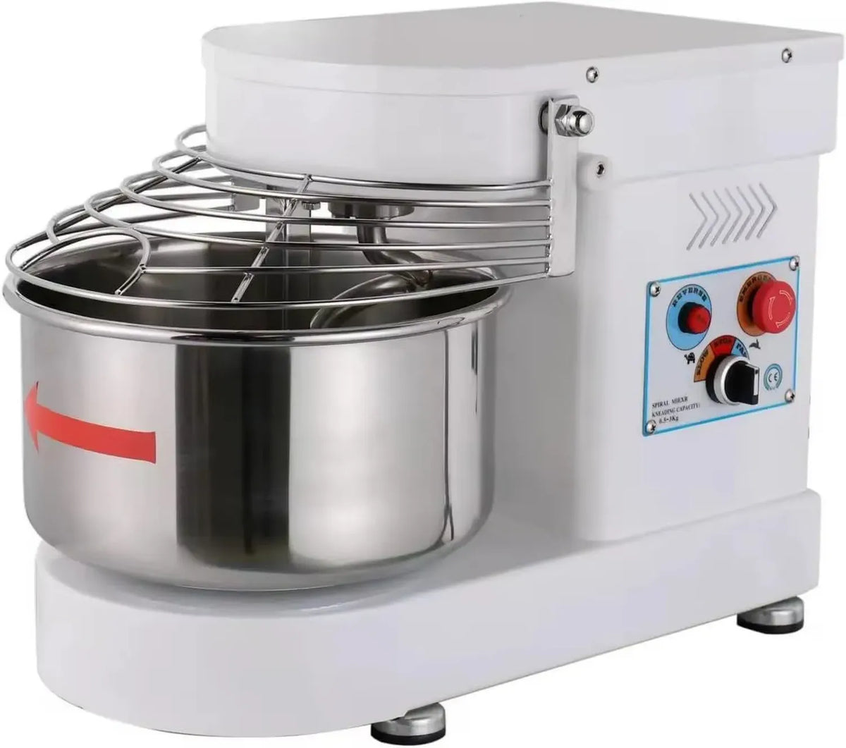 Impastatrice Professionale a Spirale 7L, 10 Velocità, 750W, Acciaio Inox, Ideale per Pane e Pasticceria