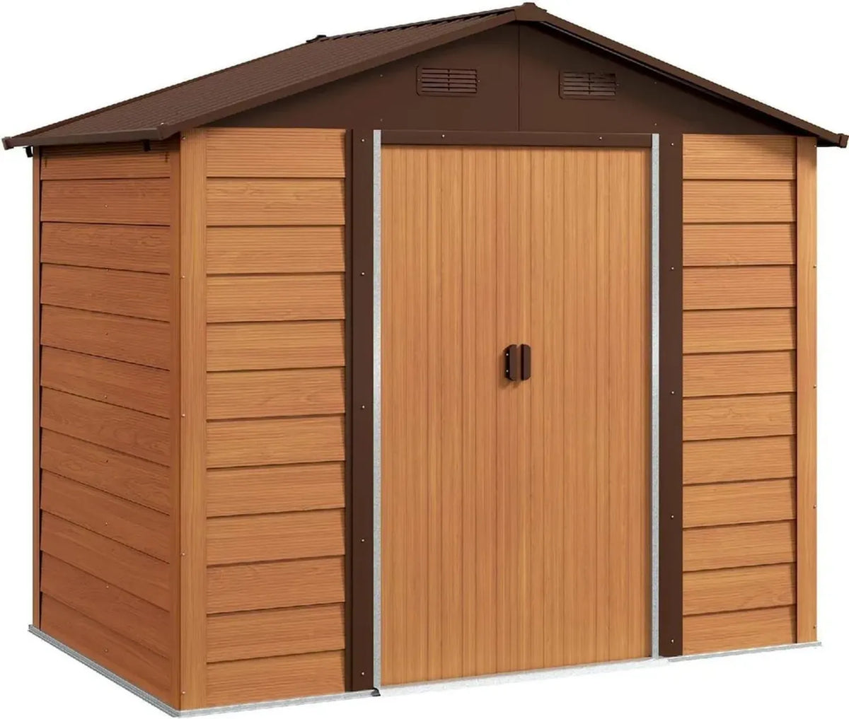 Capanno da Giardino in Acciaio con Doppia Porta 236x196x208 cm Marrone