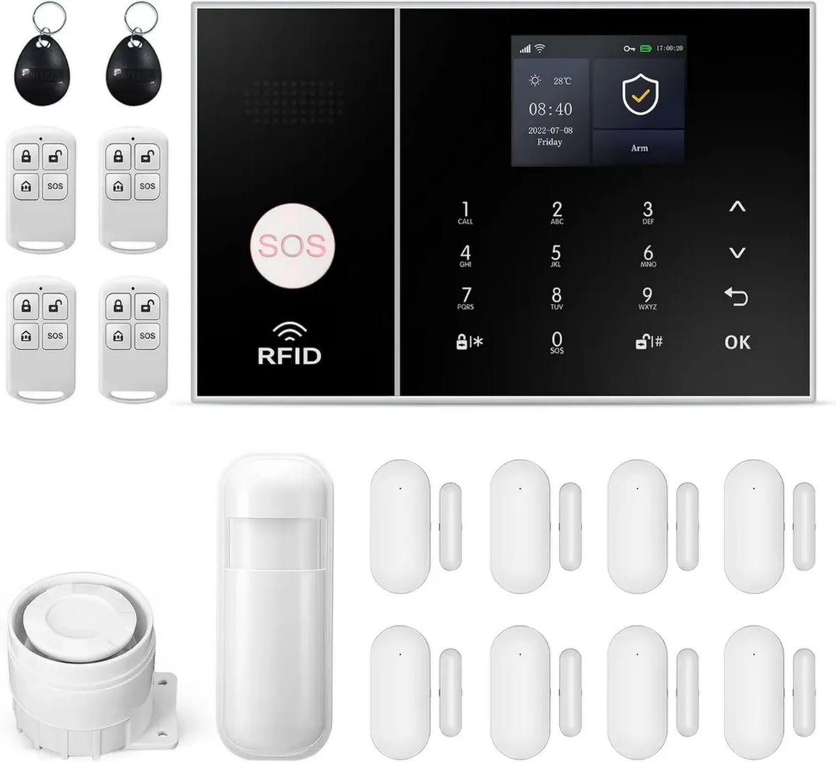 Sistema di Allarme Wireless LWOHSI con GSM e Sirena 120dB, Telecomando Smart e Display LCD, Sicurezza Domestica e per Ufficio