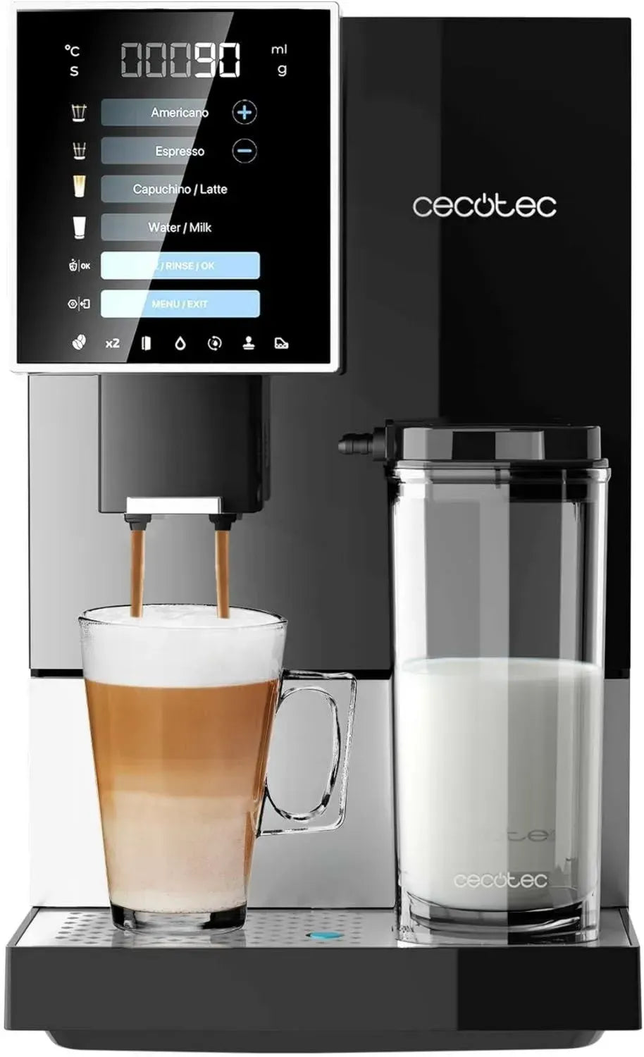 Cecotec Macchina Caffè Automatica 19 Bar con Serbatoio Latte e Thermoblock
