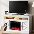 Mobile TV con Camino Elettrico Bianco, 2 Ante, 1800W, Riscaldamento con 15 Luci LED