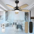 Ventilatore da Soffitto con Luce Dimmerabile e Telecomando, 106cm, Silenzioso, 5 Pale, Design Legno/Nero per Camera e Soggiorno