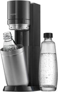 SodaStream Duo Spruzzatore Titanio, Bottiglia Vetro 1L e Plastica Lavabile, Senza CO2