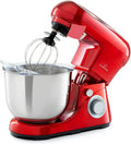 Impastatrice Klarstein Bella Pico 2G, 1200 W, 6 Velocità, Ciotola 5L in Acciaio Inox, Rosso