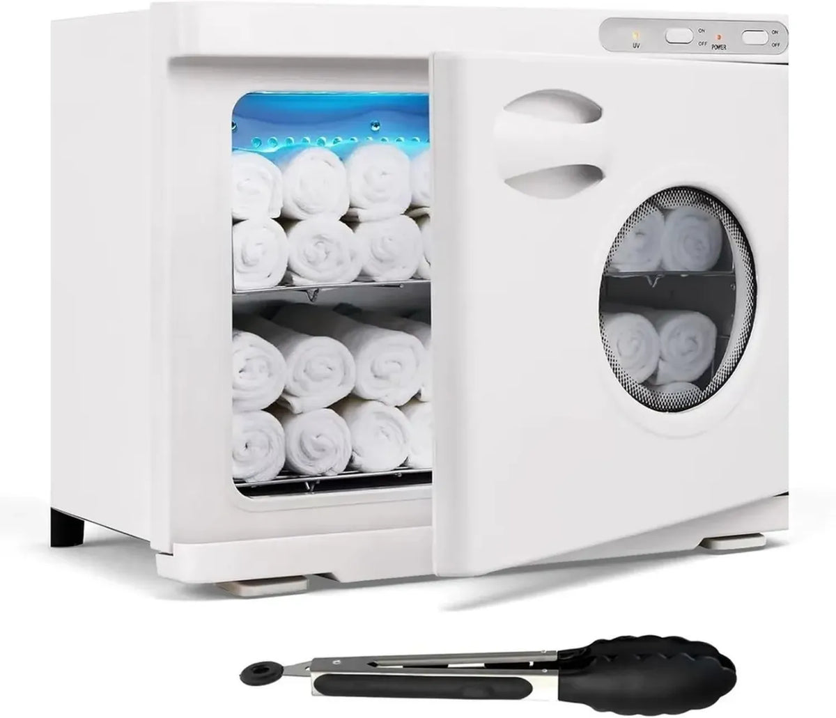 Scaldasalviette Elettrico 23L con Sterilizzatore e Clip, Riscaldamento Rapido a 70°C per Spa, Bianco