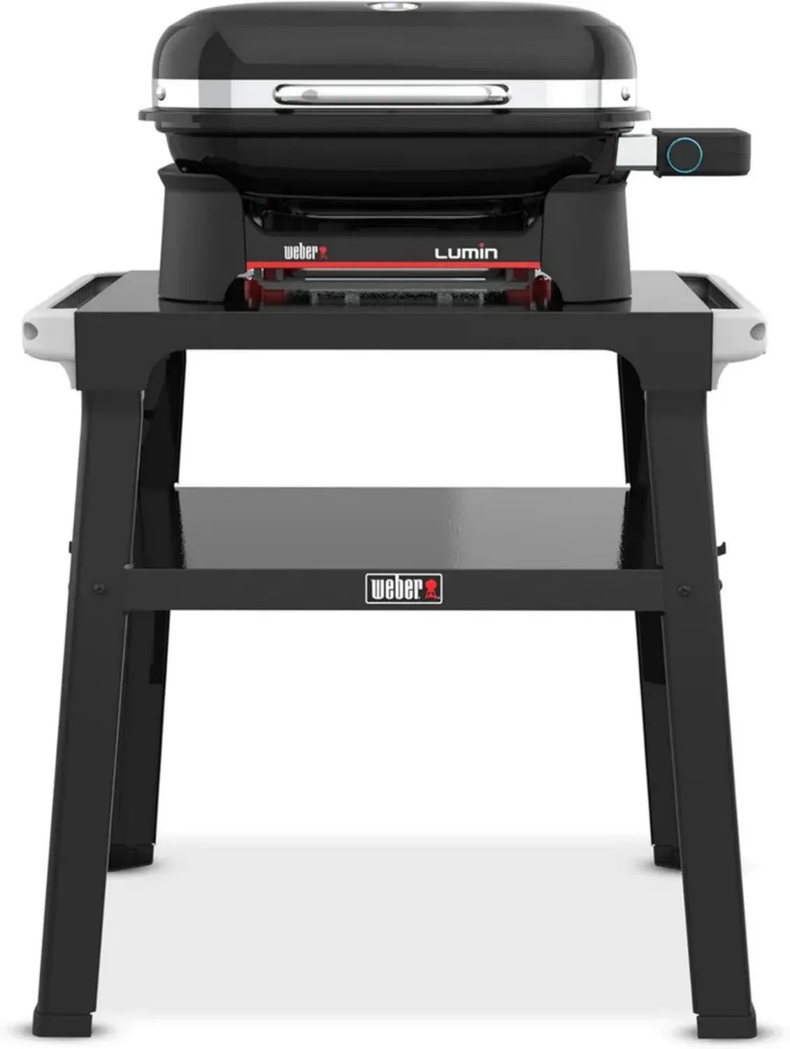 Barbecue Elettrico Weber Lumin Nero con Supporto, Termometro e Griglie in Ghisa, 43x32 cm