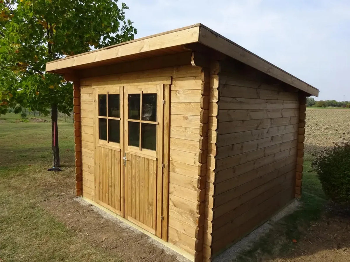 DEKALUX Casetta da Giardino in Legno 2,8x2,8m con Doppia Porta, Spessore 34mm