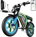 Bicicletta Elettrica EGGKING 20' Fat Tire con Doppia Sospensione, 7 Velocità, Batteria 48V 17.5Ah Removibile e Controllo App
