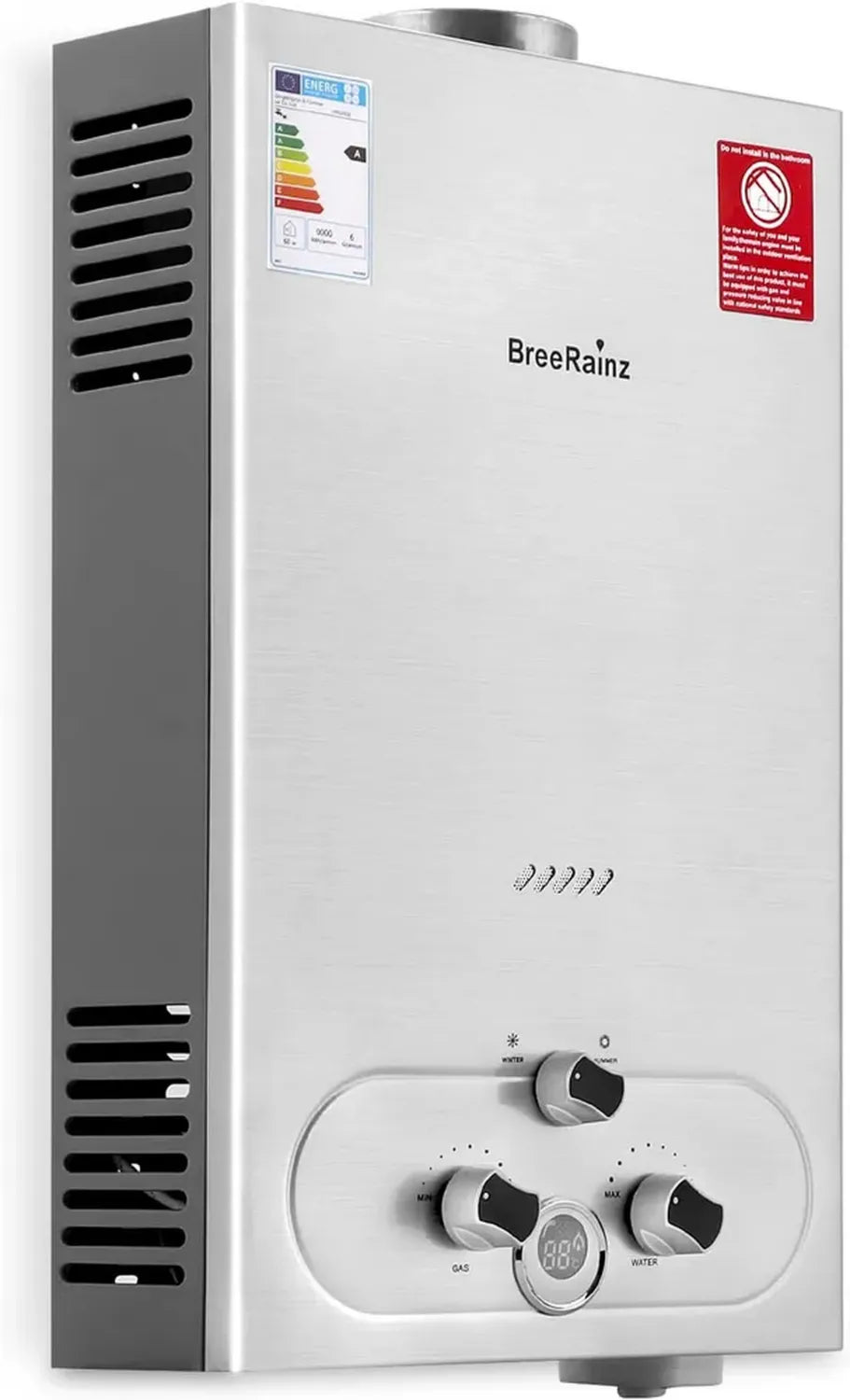 Scaldabagno a Gas GPL 20L, 40KW per Doccia con Bassa Pressione 0,1 bar