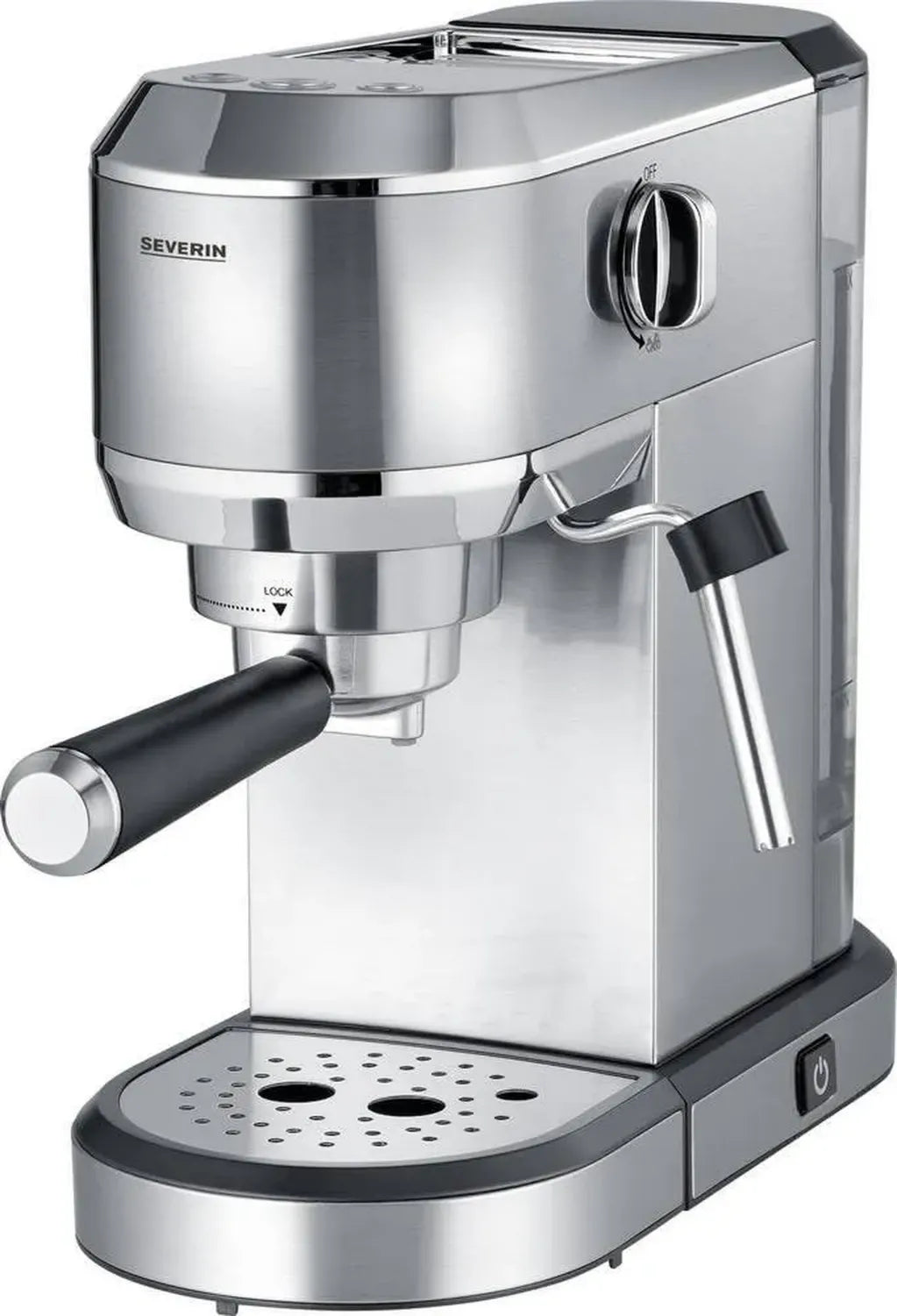 Macchina da Caffè Espresso SEVERIN 1350W, 1L, 20 bar, Thermoblock, Cappuccinatore, Decalcificazione, Acciaio Inox