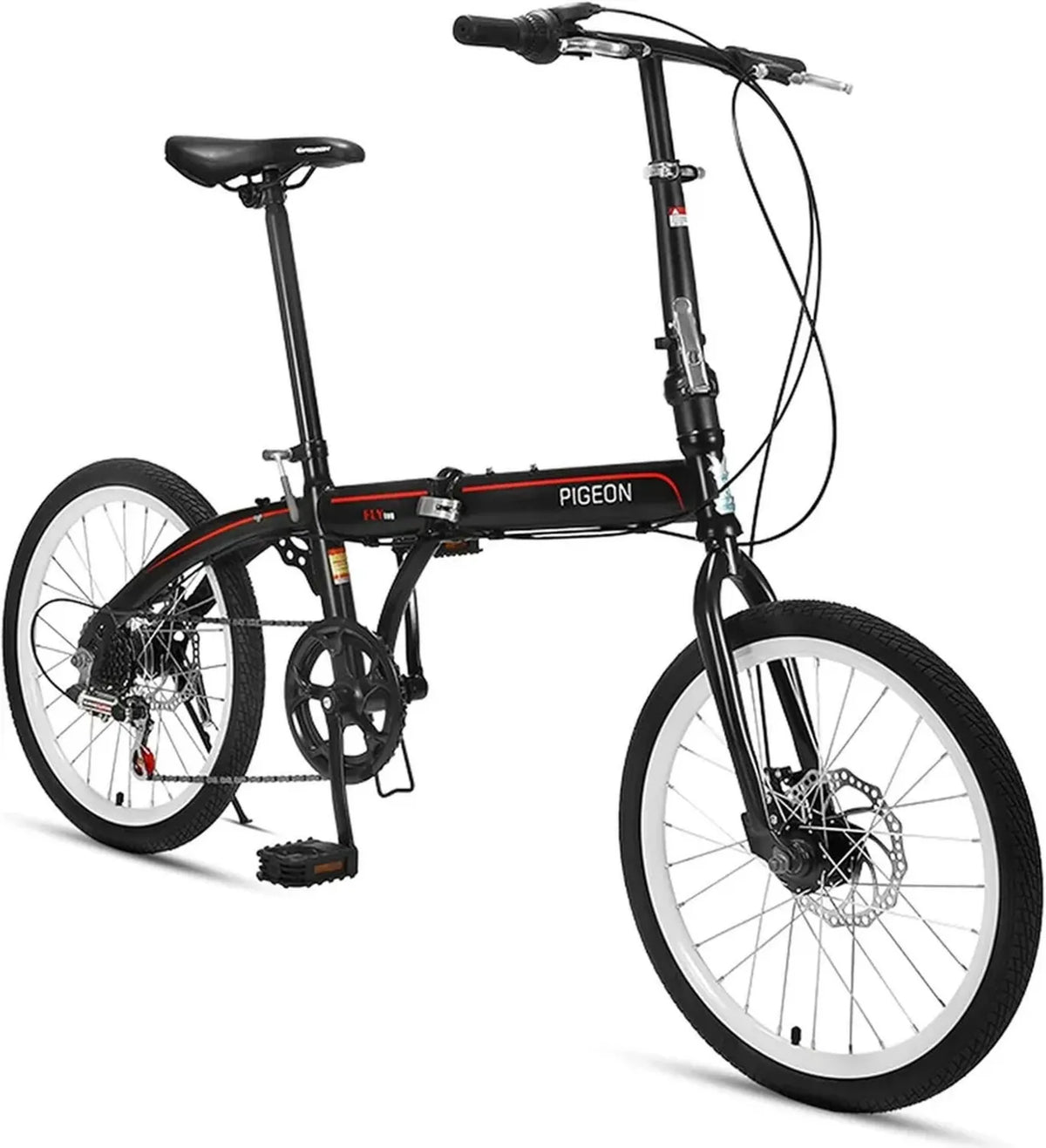 Bicicletta Pieghevole 20 Pollici 6 Velocità per Adulti e Studenti, Colore Bianco