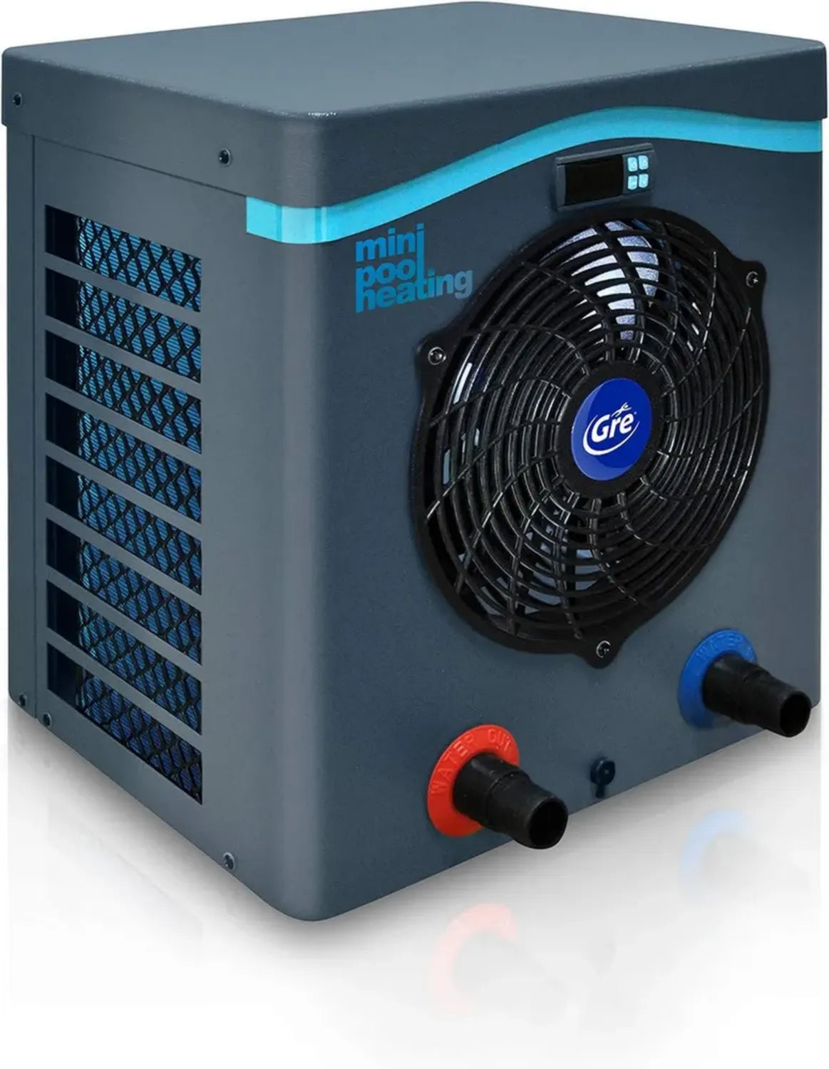 Gre HPM30 - Pompa di calore compatta per piscine fuori terra fino a 30 m³, sistema di riscaldamento efficiente, colore grigio