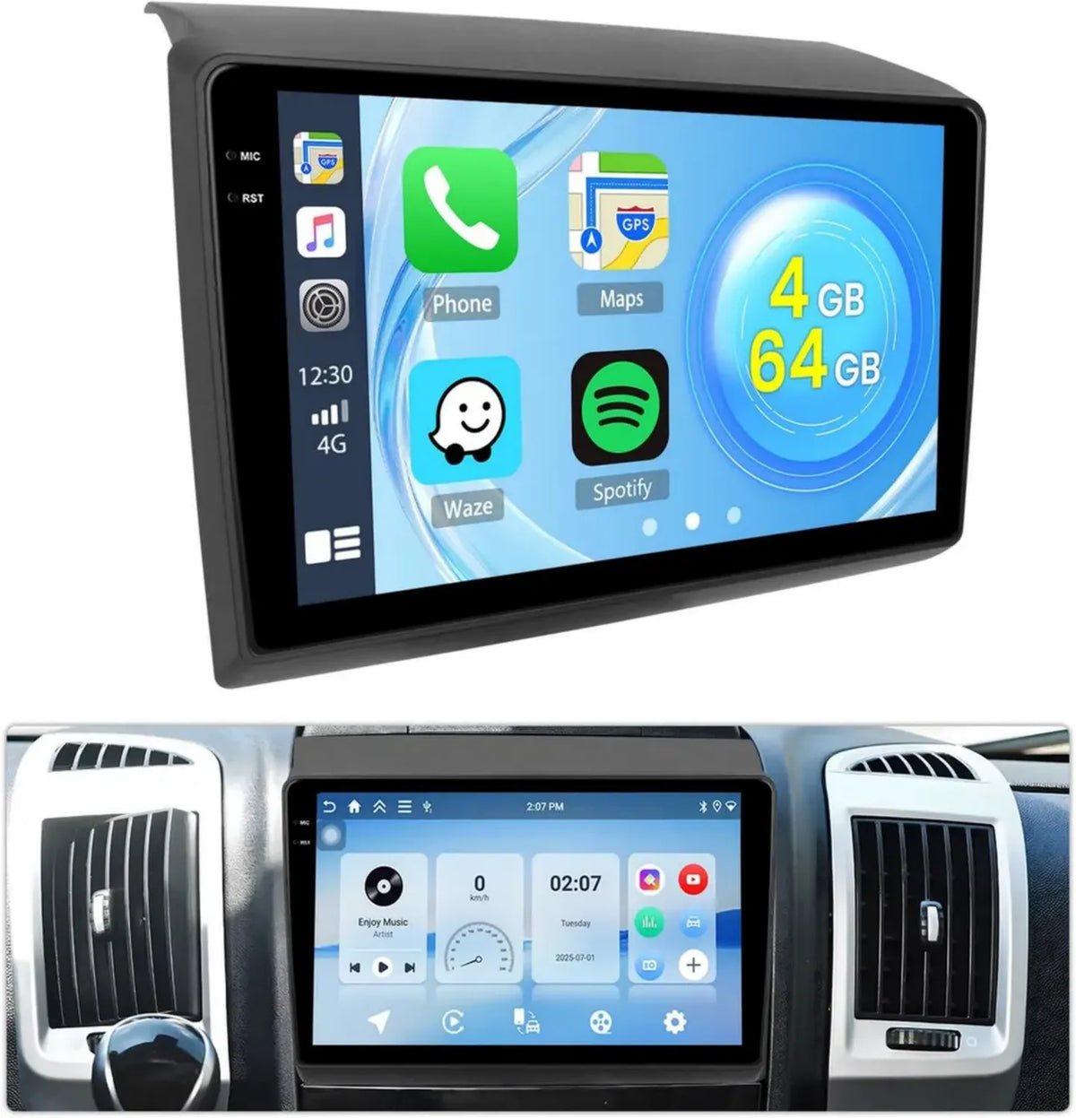 Autoradio 9'' Android 15 per Fiat Ducato 2006-2023 con CarPlay e Android Auto