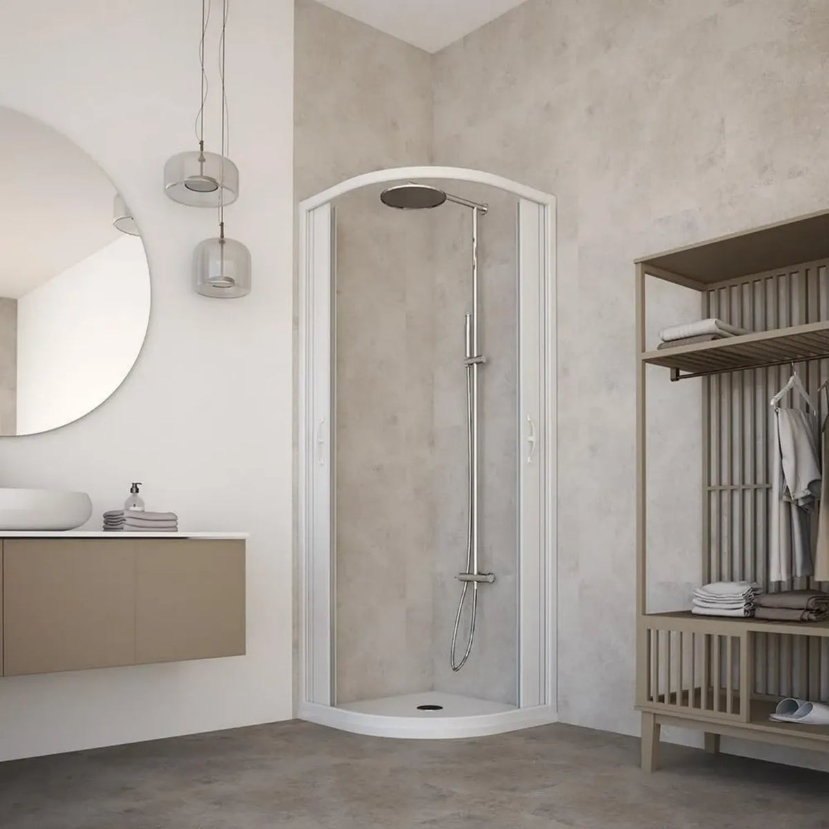 Cabina Doccia Semicircolare in PVC con Apertura Reversibile 90x90 cm