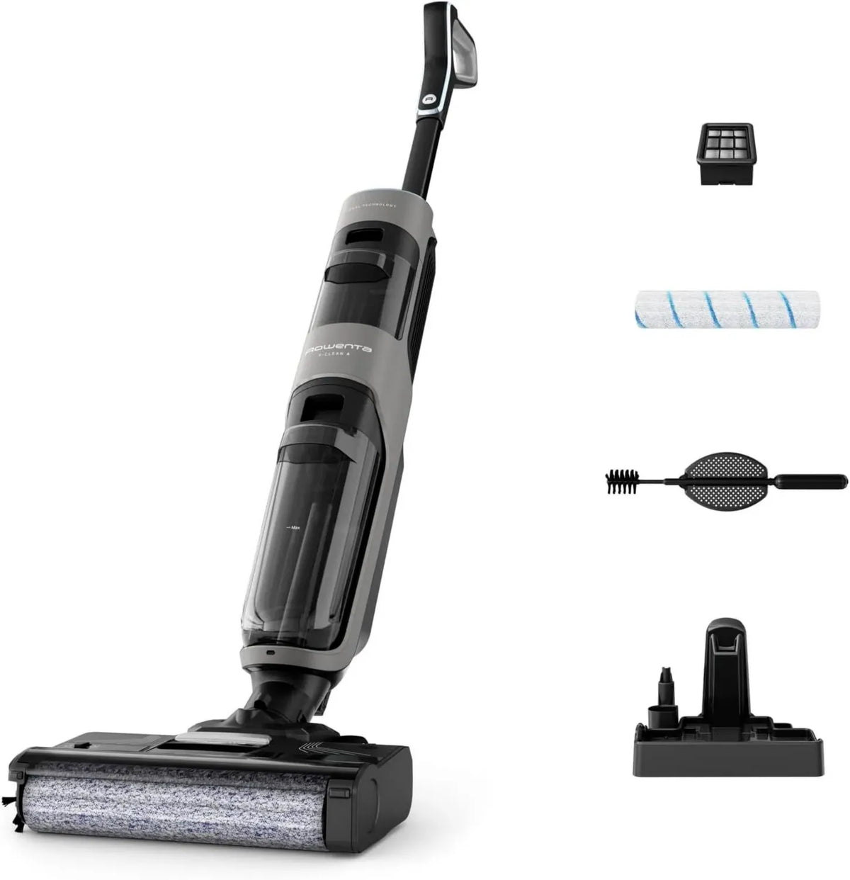 Rowenta X-Clean 4 senza fili, aspirapolvere lavapavimenti auto-propulsione, rilevamento sporco, doppio serbatoio, autopulizia, autonomia 50 minuti, per pavimenti vari, modello GZ5036