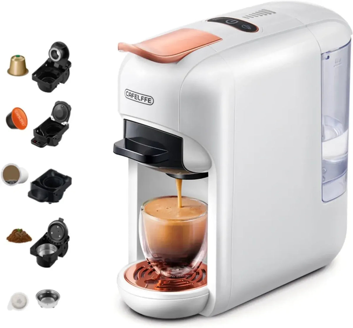 Macchina da caffè a capsula 5 in 1, 1450W, compatibile con K Cup e NES originali