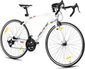 Bicicletta da Strada Hiland 28'' Unisex, Telaio in Alluminio 700C, Freni Caliper, 14 Marce, Nero/Bianco