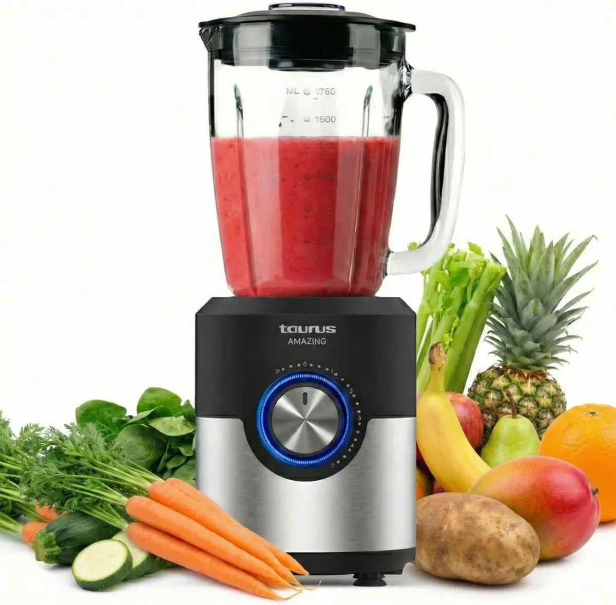 Frullatore Taurus 1600W con Caraffa in Vetro e 6 Lame Inox