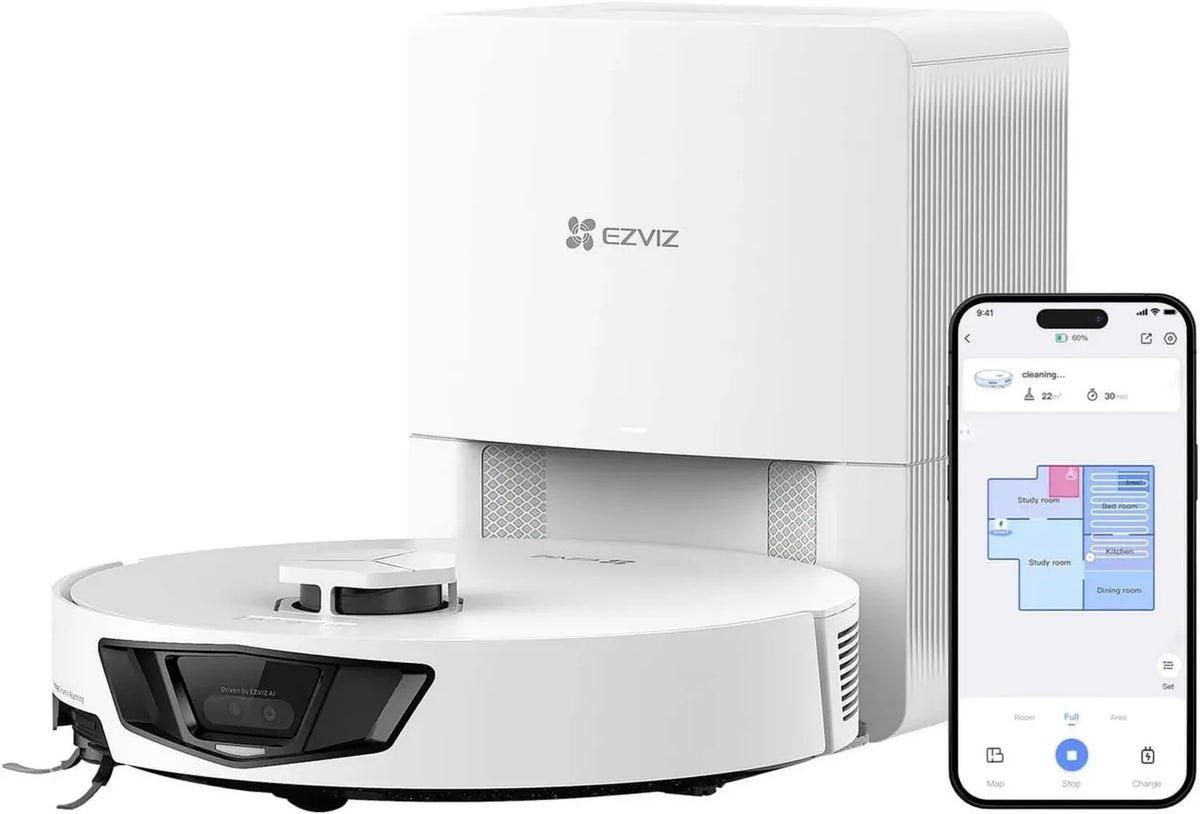 Robot Aspirapolvere e Lavapavimenti EZVIZ RE7 Edge con Navigazione LIDAR, Aspirazione 13.000 Pa, Sollevamento Automatico, Wi-Fi Compatibile con Alexa