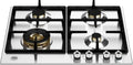 Bertazzoni Piano Cottura a Gas 4 Fuochi in Ottone con Wok e Griglie in Ghisa, Acciaio Inox, 60x52 cm