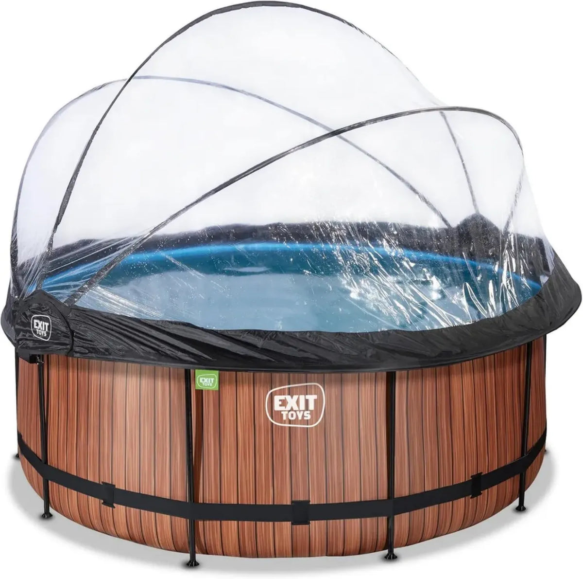 Piscina Rotonda in Legno con Copertura e Accessori - Ø360x122cm - Telaio Robusto, Pompa a Sabbia e Scala - Design Elegante per Acqua Cristallina - Colore Marrone