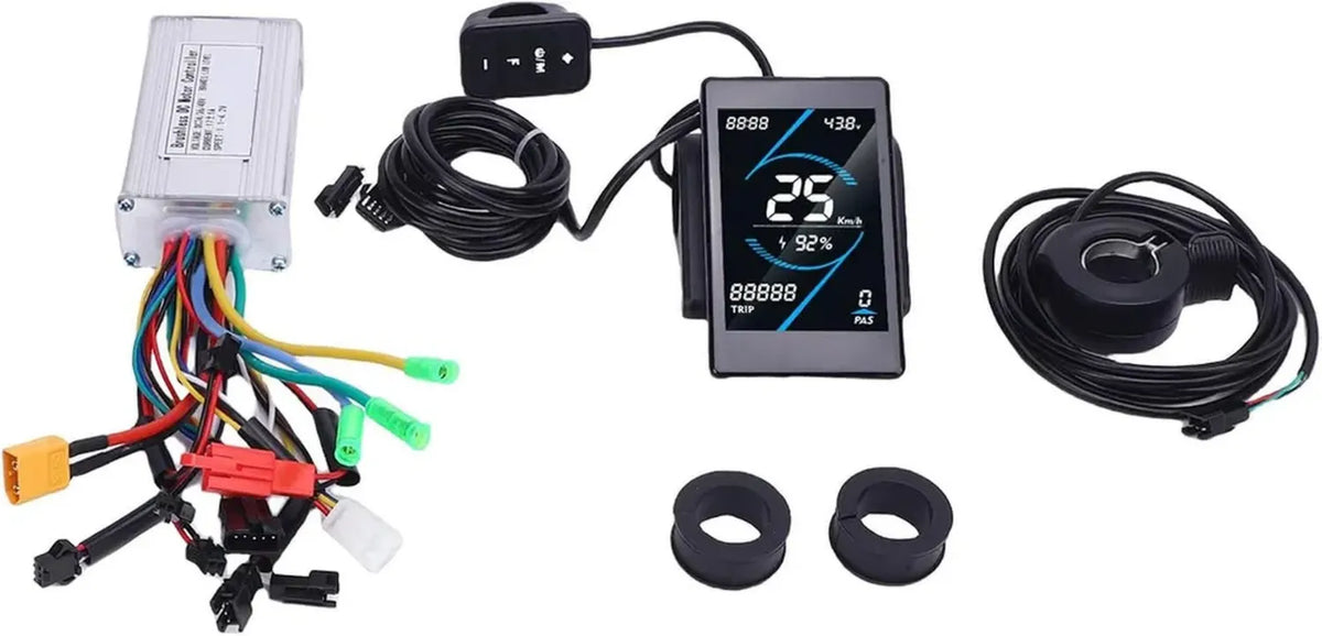 Kit di Conversione Bici Elettrica Brushless 250W 350W, Controller 17A 36V 48V con Display LCD T5S e Acceleratore a Pollice 130X