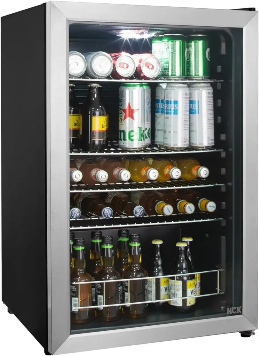 Frigorifero HCK 115L per Bevande con Porta Vetro e Ripiani Rimovibili